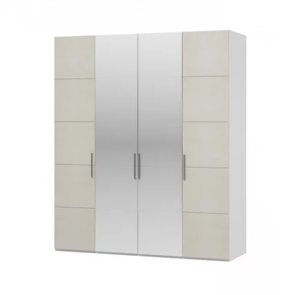 Шкаф четырехстворчатый Вива ШР-4 с зеркалом Белый Белый глянец_0