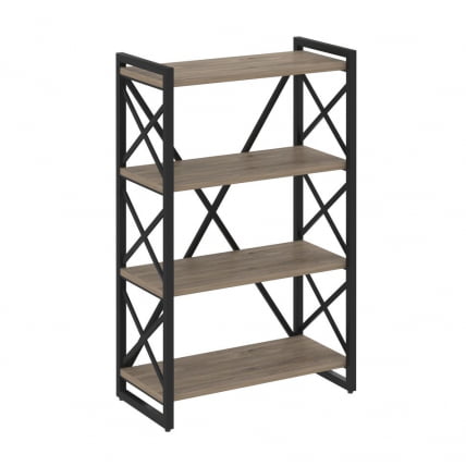 Стеллаж на регулируемых опорах - 4 полки LOFT VR.L-MST.O-4.8 Металл черный Тиквуд темный_0
