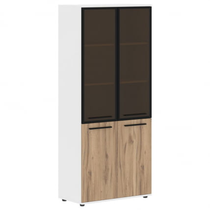 Шкаф комбинированный  с дверьми в металлической раме EDIS EHCS 85.7 Дуб Денвер светлый Черный Белый_0