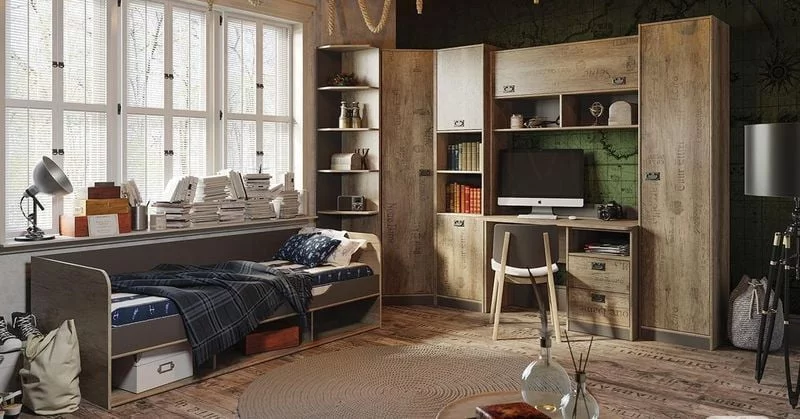 Набор детской мебели Пилигрим 01 Дуб каньон светлый/Серый_0