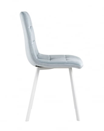 Комплект из четырех стульев Chilly велюр серо-голубой ножки белые 4 шт._2