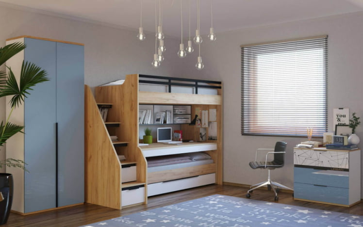 Ящик выкатной для кровати-чердака Урбан ЛД 528.230.000 Белый/Дуб золотой_1