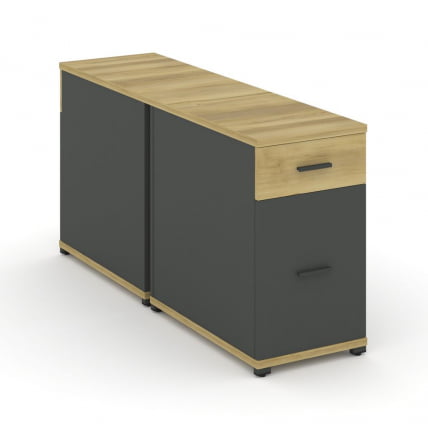 Тумба двухсторонняя опорная приставная с ящиком и распашным фасадом CONCEPT CN.DTGO-005 B/W Дуб Винченцо Антрацит_0