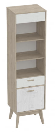 Шкаф-витрина Калгари 03 Дуб натуральный светлый-белый матовый_0