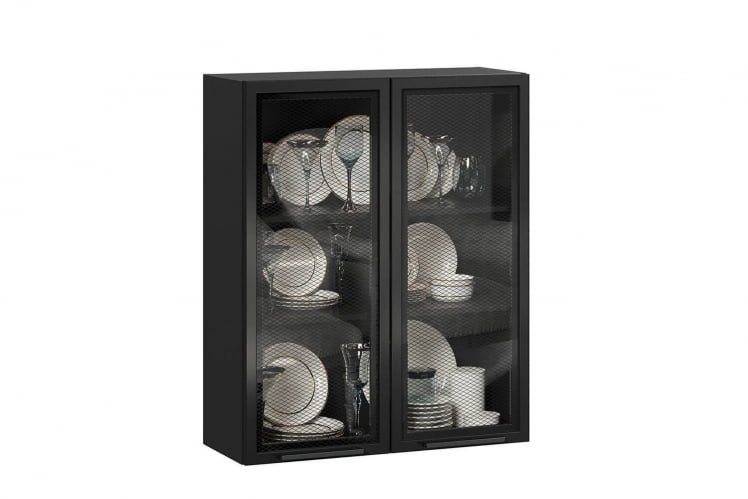 Шкаф кухонный 800 высокий со стеклом Герда ЛД 279.460.000.117 Черный/Черный/Антрацит_0