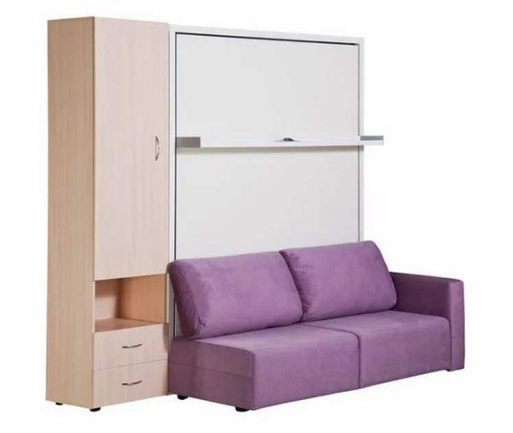 Шкаф-диван-кровать Смарт 1 3-в-1 левый 1600 Дуб молочный_0