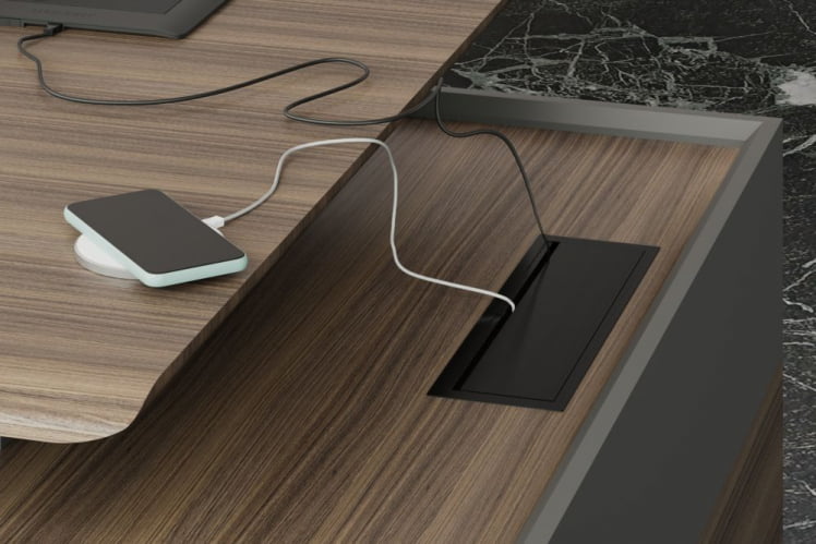 Стол руководителя на опорной тумбе QUARTZ QZ.0101.BW+QZ.0201.BW.GF.R правый_7