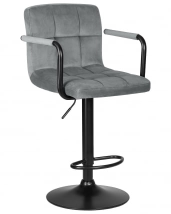 Стул барный DOBRIN KRUGER ARM BLACK (серый велюр (MJ9-75))_0