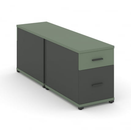 Тумба двухсторонняя опорная приставная с ящиком и распашным фасадом CONCEPT CN.DTGO-004 B/W Кобо Антрацит_0