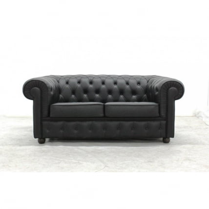 Диван двойной Крофорд в натуральной коже Мадрас (черный) / Madras_2