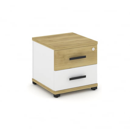 Тумба приставная с 2-мя ящиками CONCEPT CN.TUP-001 B/W Дуб Винченцо Белый бриллиант Черный_0