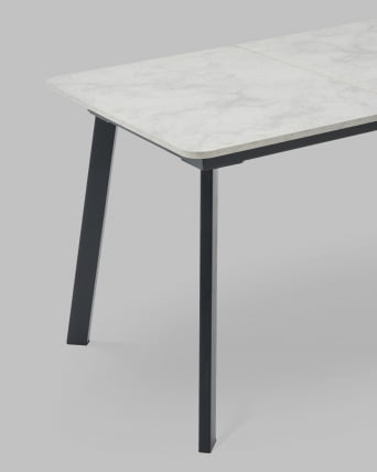 Стол Бату нев 120-160/80/76, столешница ЛМДФ, ароза светлая, подстолье металл черный / Batu new_7