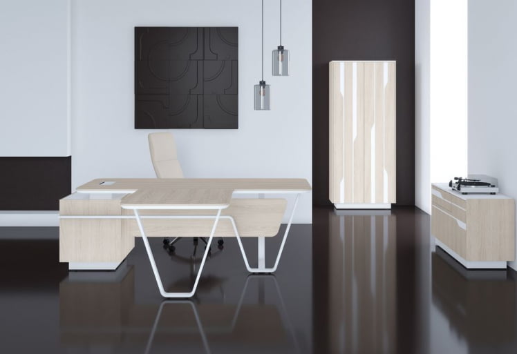 Стол руководителя правый Line СФ-571101.1 Дуб светлый Белый_2