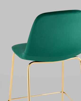 Стул полубарный Валенсия SN велюр Зеленый золотые ножки_4