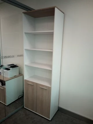 Шкаф 5 широкий верх открытый, низ закрытый Deka 10.23.111 Дуб Сантана светлый/Белый_6