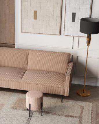Диван прямой Кассель велюр рельефный бежевый_8