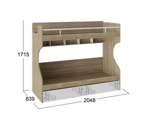 Кровать 2-х ярусная Оксфорд ТД-139.11.01 Ривьера Белый с рисунком_2