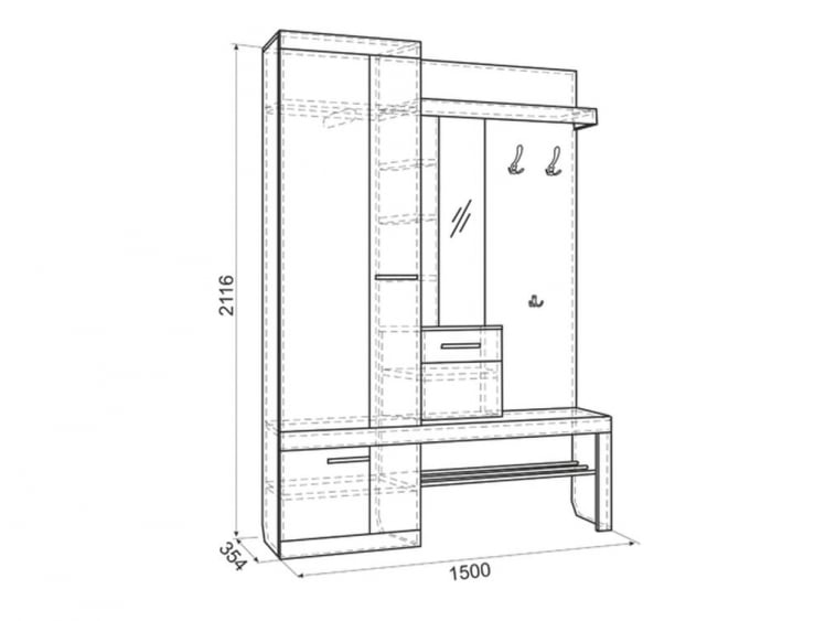 Прихожая Алекс PR-0028 Венге Скала_1