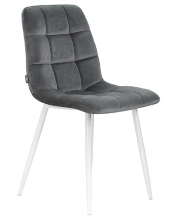 Стул обеденный DOBRIN ALEX белые ножки Темно-серый велюр V108-91_1