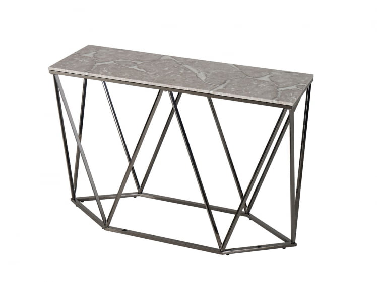Консоль Авалон 122*41 серый мрамор сталь Темный хром_0