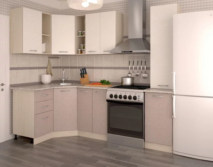 Кухонный гарнитур угловой Платина холст Холст шампань №2_0