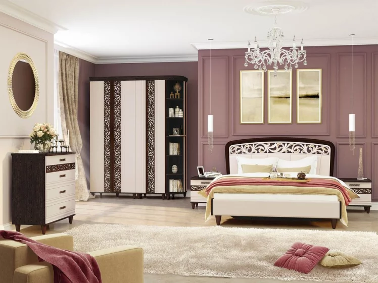 Кровать с подъемным механизмом 180*200 Катрин 92.22.1 Дуб венге Белый песок Санчо крем_4