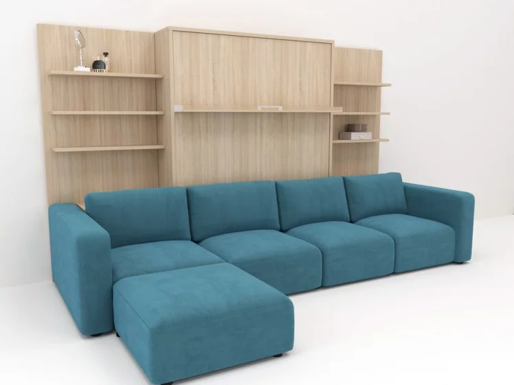 Диван кровать трансформер Смарт 1 П+КД+П+Пуф 1600 Дуб молочный_0