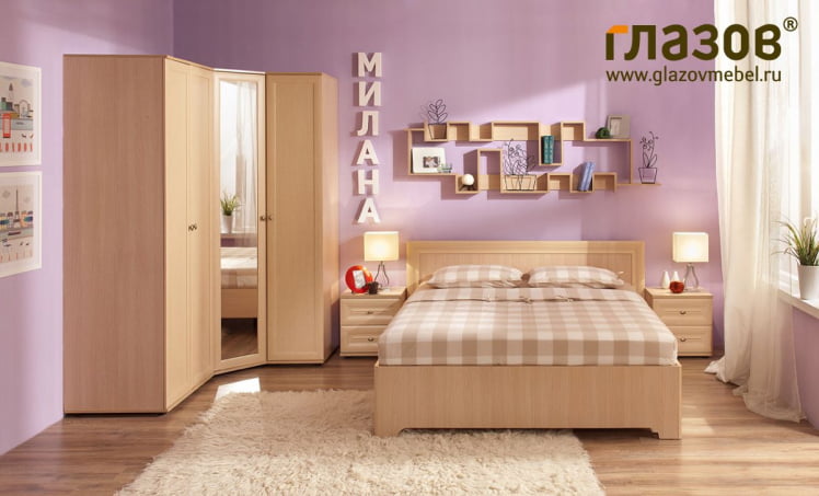 Спальня композиция 6 Милана Дуб Отбеленный_0