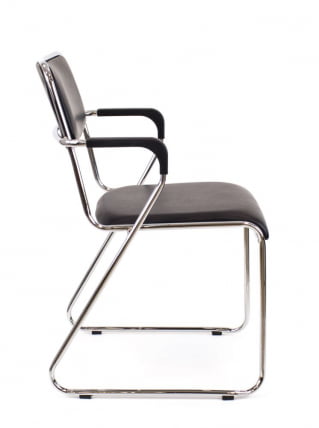 Кресло для посетителей Everprof Fix Plus Chrome экокожа Черный_1