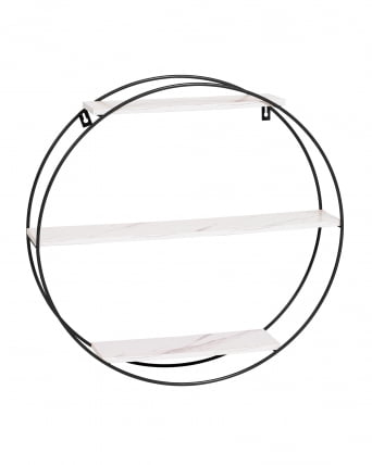 Полка Luna черная Белый мрамор_0