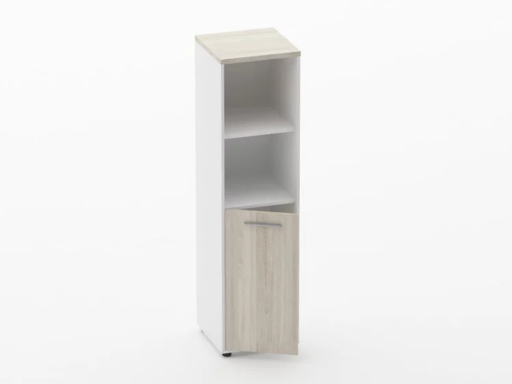 Шкаф 3 узкий 2 полки открытые, 2 полки закрытые Deka 10.16.11Л Дуб Сантана светлый/Белый_1