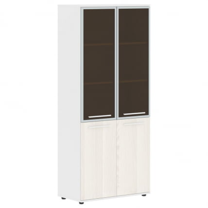 Шкаф комбинированный  с дверьми в металлической раме EDIS EHCS 85.7 Ясень Траун Белый Белый_0