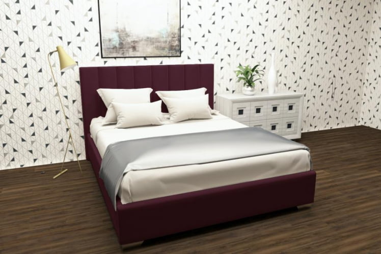 Мягкая интерьерная кровать Терра без основания Материал фасада: Металл/Велюр; Спальное место: 900х2000 мм; Цвет: Красный_0