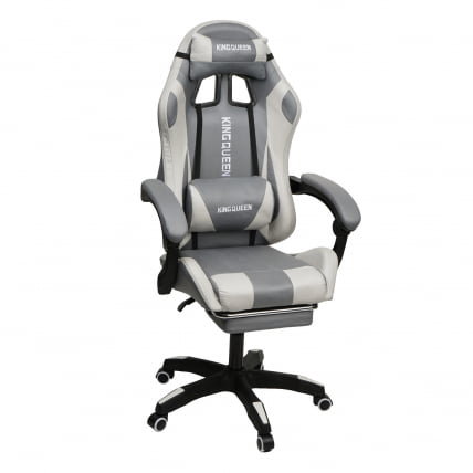 Кресло 1208, замша, цвет серо-белый с массажем, арт 1208-Grey-White_0