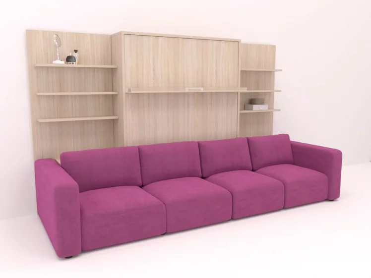 Диван кровать-трансформер Смарт 1 с полками К 1600 Белая шагрень_0