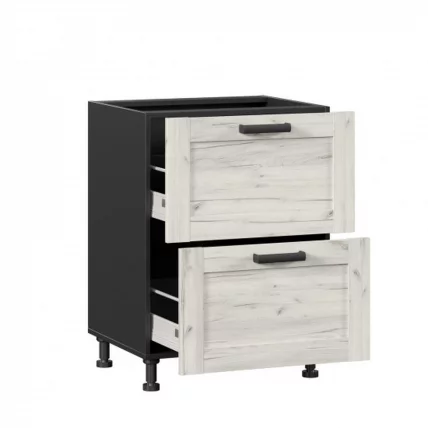 Тумба кухонная 600 с 2 ящиками ЛЮКС (4) Тип 1 Винченца ЛД 234.900.000.068 Черный Дуб Крафт белый_1