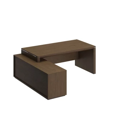 Стол руководителя левый на опорной тумбе VELAR ВЛ 136 ДТ Дуб табачный_0