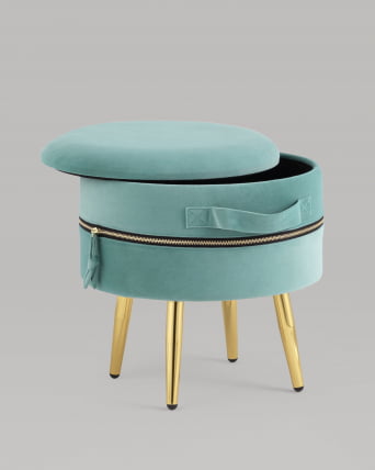 Пуф Тильда с ящиком велюр Мятный_4