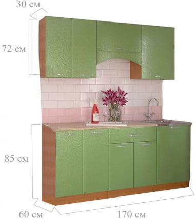 Кухонный гарнитур прямой Олива металлик №1_1