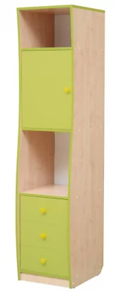 Пенал с дверкой и ящиками Юниор-11.3 Дуб молочный/Ярко-розовый_0