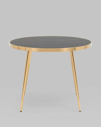 Стол обеденный Гелиос 100*100 стекло черный мрамор сталь Золото_5