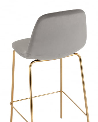 Стул барный Валенсия SN золотые ножки велюр Серый_5