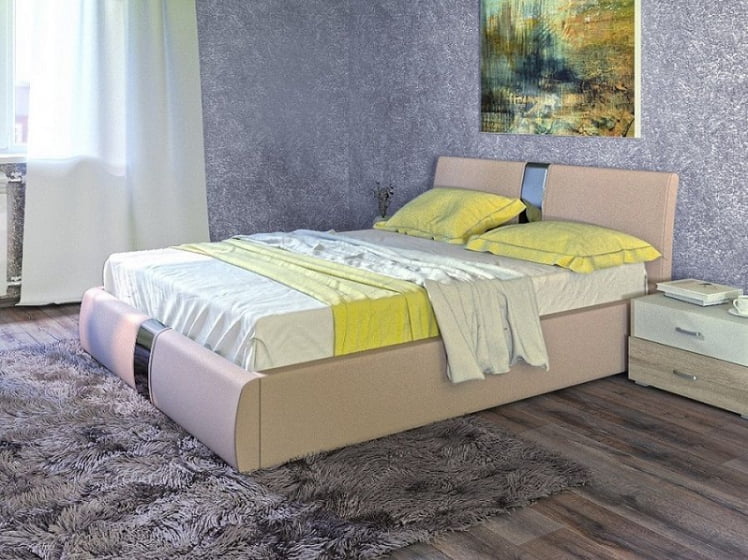 Кровать 1600 Челси Бежевый кожзам_0