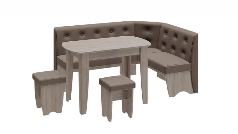 Кухонный уголок Барселона Дуб Сонома трюфель-кожзам коричневый_0