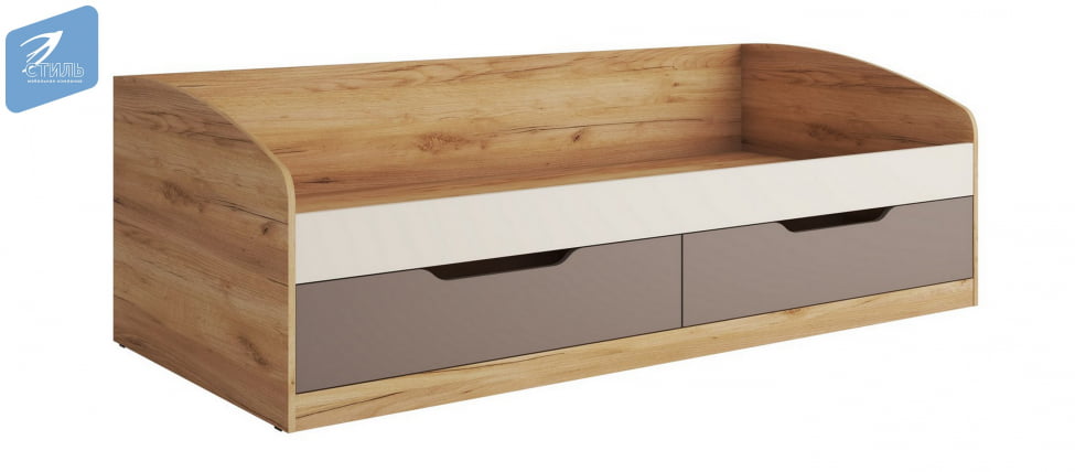 Кровать-тахта RICH КР-002 Миндаль/Глиняный серый/дуб крафт золотой_0