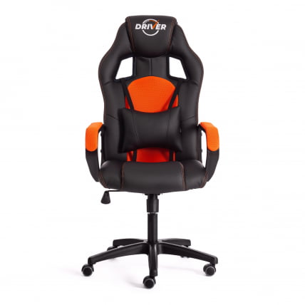 Кресло DRIVER (22) кож/зам/ткань, черный/оранжевый, 36-6/TW-07_4