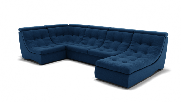 Диван Монако-4 (ЗР) Цвет фасада: Синий; Тип: Универсальный; Материал фасада: Металл/Велюр_0