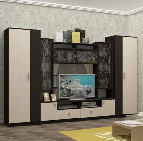 Стенка Женева 01 Дуб молочный Венге_0