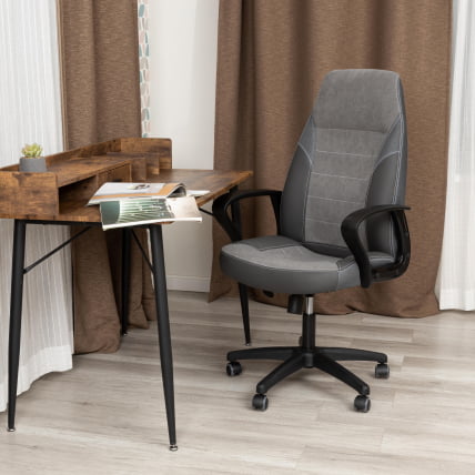 Кресло INTER (24) кож/зам/флок/ткань, серый/металлик, C-36/29/TW-12_12