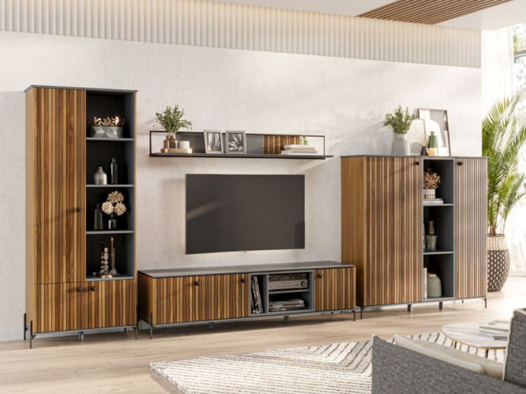 Гостиная Элиот №1 Оникс Серый/Орех фактурный_0